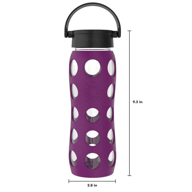 Lifefactory 22-Ounce BPA-Free Glass Water Bottle with Classic Cap and Protective Silicone Sleeve, Plum - Image 4